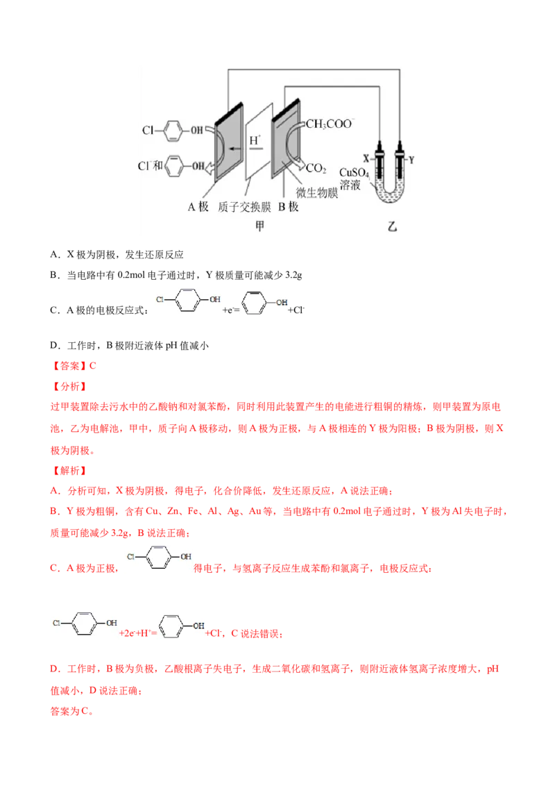 专题08电化学及其应用-2021年高考真题和模拟题化学分项汇编（解析版）_05高考化学_新高考复习资料_2022年新高考资料_2021年高考真题和模拟题化学分项汇编（全国通用）