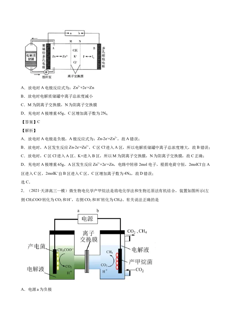 专题08电化学及其应用-2021年高考真题和模拟题化学分项汇编（解析版）_05高考化学_新高考复习资料_2022年新高考资料_2021年高考真题和模拟题化学分项汇编（全国通用）