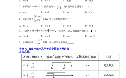 专题09《不等式与不等式组》选择题、填空题重点题型分类（原卷版）_初中数学人教版_7下-初中数学人教版_7下-初中数学人教版（旧版）赠送_06习题试卷_5专项练习