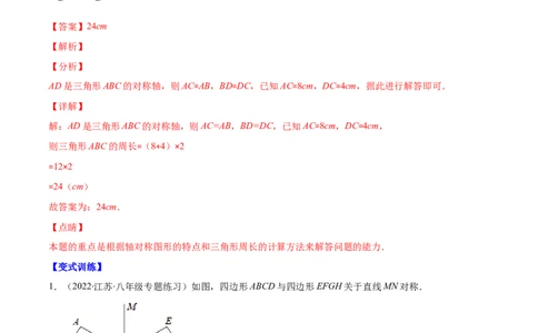 专题08轴对称与画轴对称图形(解析版)_初中数学人教版_8上-初中数学人教版_旧版_07专项讲练_学霸满分八年级数学上册重难点专题提优训练（人教版）