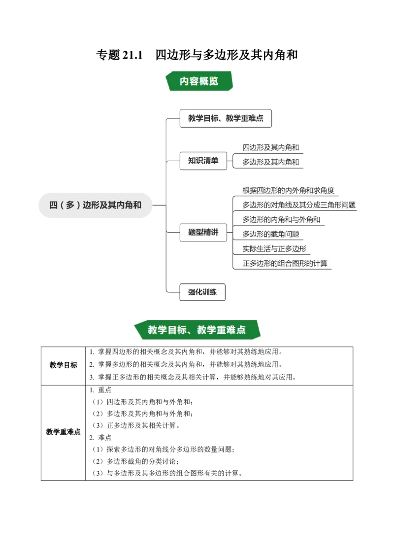专题21.1四边形与多边形及其内角和（高效培优讲义）（试题版）_初中数学人教版_八年级数学下册_保存转存之后查看(1)_2026春季新版-持续更新中_第二套-知_08讲义练习