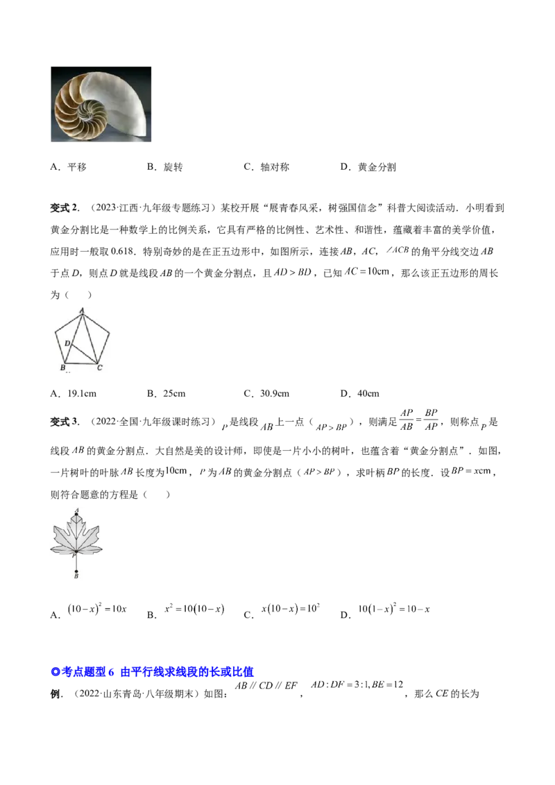 专题05图形的相似（热考题型）-原卷版_初中数学人教版_9下-初中数学人教版_07专项讲练_一题三变系列2022-2023学年九年级数学下册重要考点题型精讲精练(人教版)