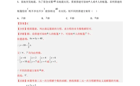 专题16二元一次方程的整数解及其应用（解析版）_初中数学人教版_7下-初中数学人教版_7下-初中数学人教版（旧版）赠送_06习题试卷_6期中期末复习专题