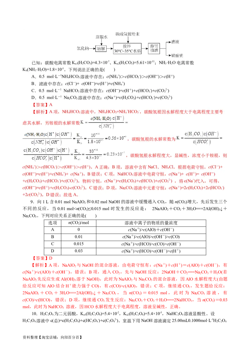 专题08水溶液中的离子反应与平衡(讲义)(解析版)_05高考化学_新高考复习资料_2024年新高考资料_二轮复习资料_2024年高考化学二轮复习讲练测（新教材新高考）_配套讲义（原卷版+解析版）