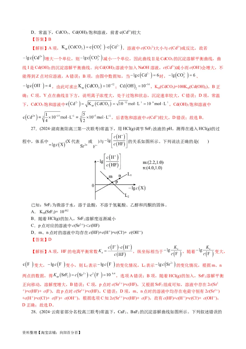 专题08水溶液中的离子反应与平衡(讲义)(解析版)_05高考化学_新高考复习资料_2024年新高考资料_二轮复习资料_2024年高考化学二轮复习讲练测（新教材新高考）_配套讲义（原卷版+解析版）