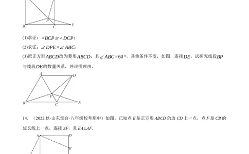 专题18.11正方形的性质与判定大题提升专练（重难点培优30题）-拔尖特训2023年培优（原卷版）人教版_初中数学人教版_八年级数学下册_保存转存之后查看(1)_旧版-可参考_07专项讲练