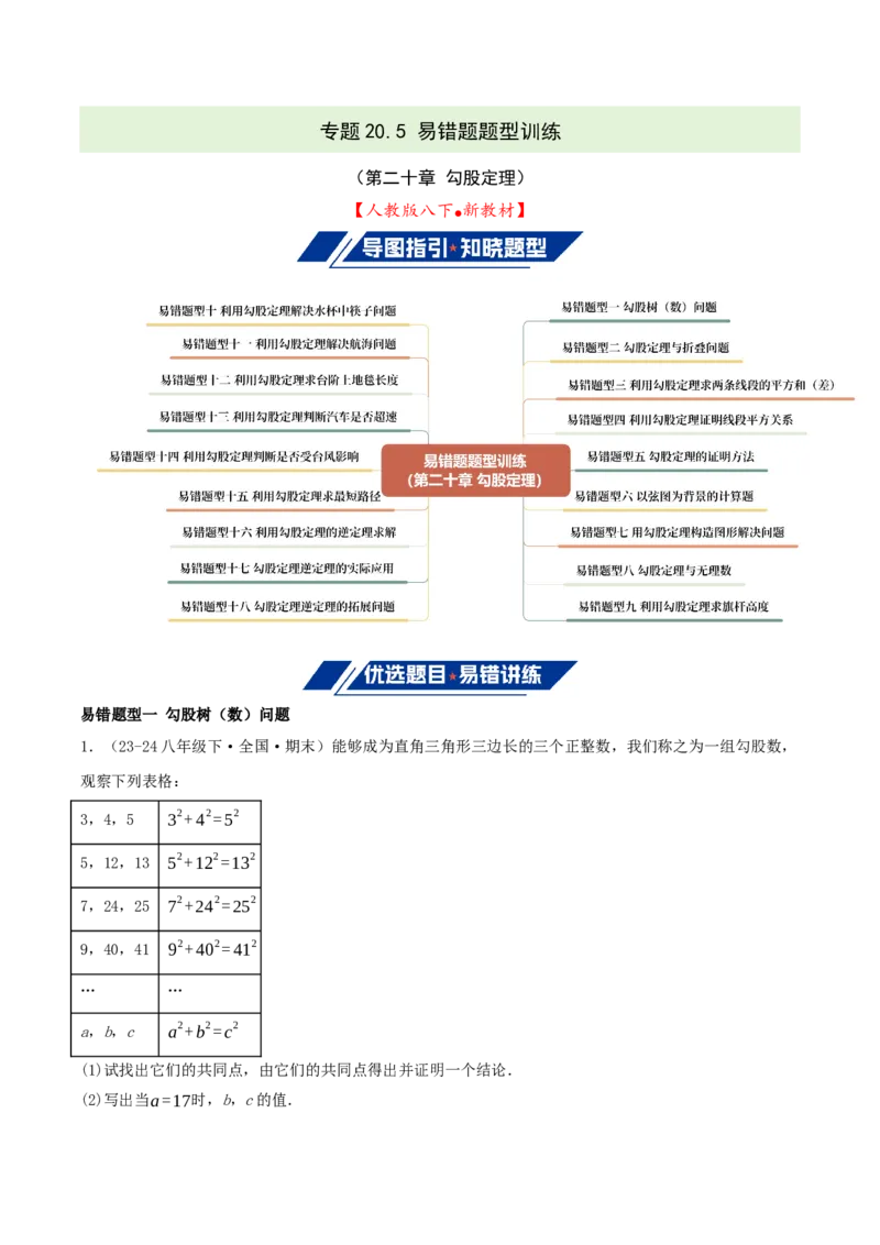 专题20.5勾股定理（十八大易错题题型训练共52题）解析版_初中数学人教版_八年级数学下册_保存转存之后查看(1)_2026春季新版-持续更新中_第二套-知_08讲义练习