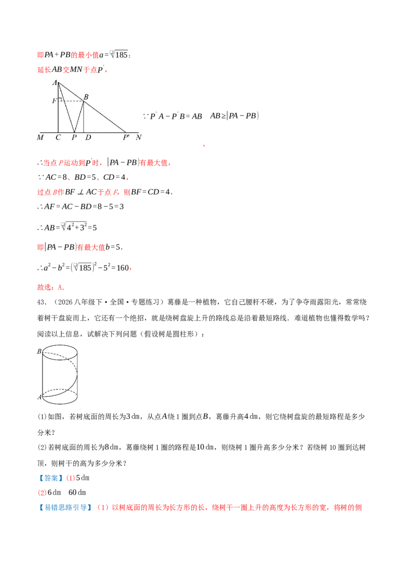 专题20.5勾股定理（十八大易错题题型训练共52题）解析版_初中数学人教版_八年级数学下册_保存转存之后查看(1)_2026春季新版-持续更新中_第二套-知_08讲义练习