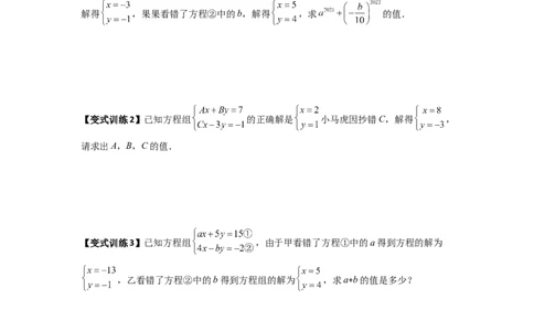 专题05二元一次方程组特殊解的四种考法（原卷版）_初中数学人教版_7下-初中数学人教版_7下-初中数学人教版（旧版）赠送_06习题试卷_6期中期末复习专题