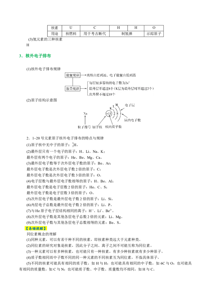 专题11物质结构与元素周期律(讲义)(原卷版)_05高考化学_2024年新高考资料_2.2024二轮复习_2024年高考化学二轮复习讲练测（新教材新高考）