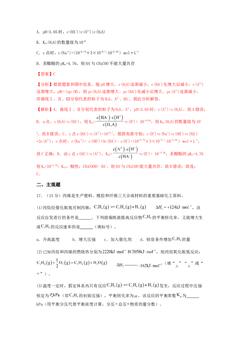 专练15十四道选择题+主观原理题-备战2024年高考化学考前手感保温训练（新高考卷）（解析版）_05高考化学_2024年新高考资料_5.2024三轮冲刺