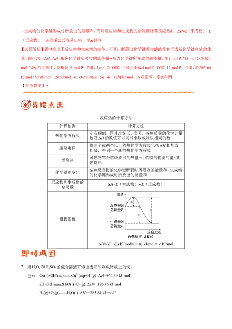 专题05化学反应与能量-高中化学纠错笔记_05高考化学_新高考复习资料_2022年新高考资料_2022年一轮复习各版本_1.高考化学2022年一轮复习通用版_赠品高中化学纠错笔记