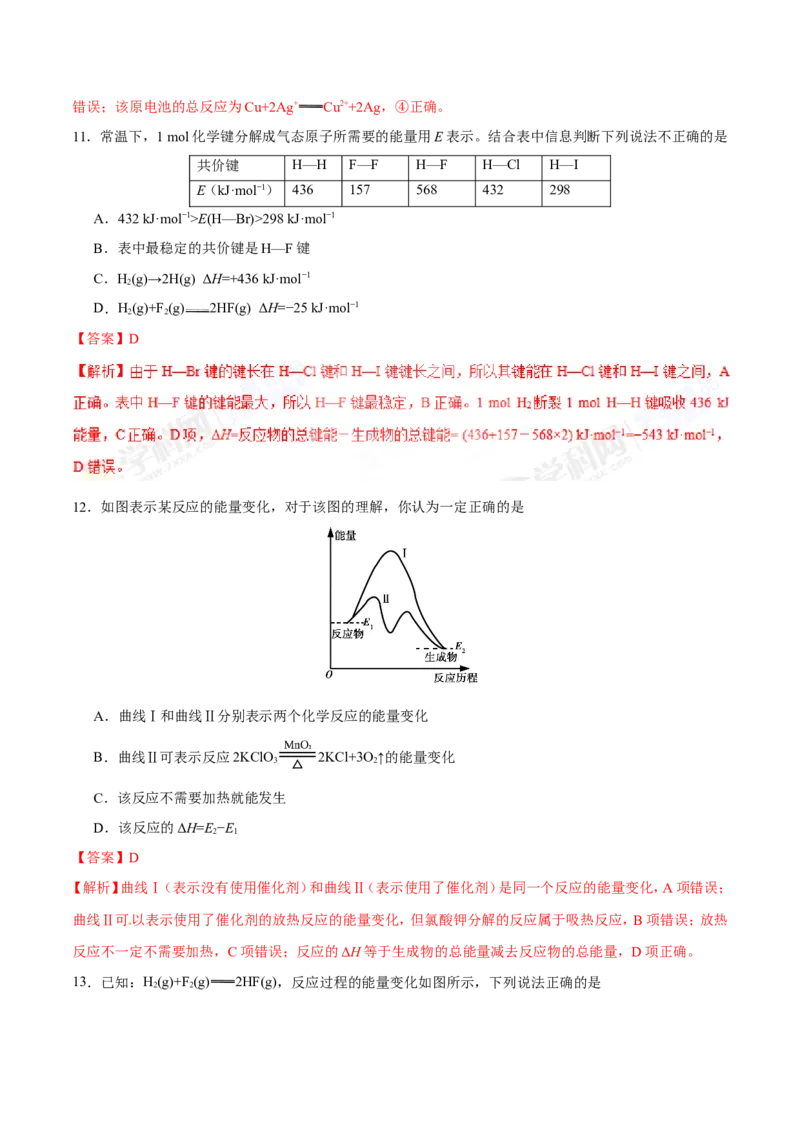 专题05化学反应与能量-高中化学纠错笔记_05高考化学_新高考复习资料_2022年新高考资料_2022年一轮复习各版本_1.高考化学2022年一轮复习通用版_赠品高中化学纠错笔记