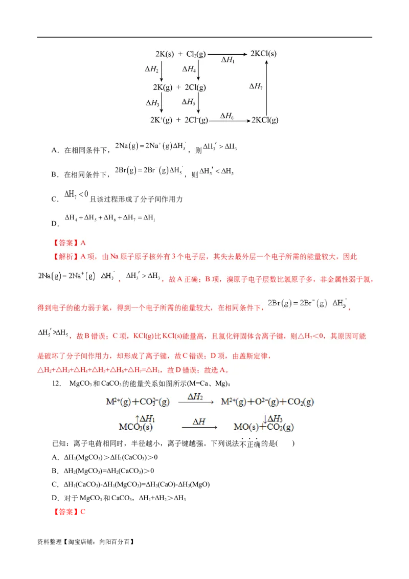 专题06化学反应与能量(练习)(解析版)_05高考化学_新高考复习资料_2024年新高考资料_二轮复习资料_2024年高考化学二轮复习讲练测（新教材新高考）_配套练习（原卷版+解析版）