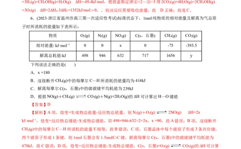 专题06化学反应与能量(练习)(解析版)_05高考化学_新高考复习资料_2024年新高考资料_二轮复习资料_2024年高考化学二轮复习讲练测（新教材新高考）_配套练习（原卷版+解析版）