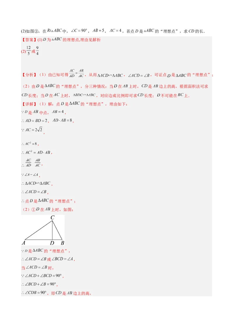 专题10相似三角形的经典模型（10大题型）（解析版）_初中数学人教版_9下-初中数学人教版_07专项讲练_2023-2024学年九年级数学全册重难点专题提升精讲精练（人教版）_九年级下册