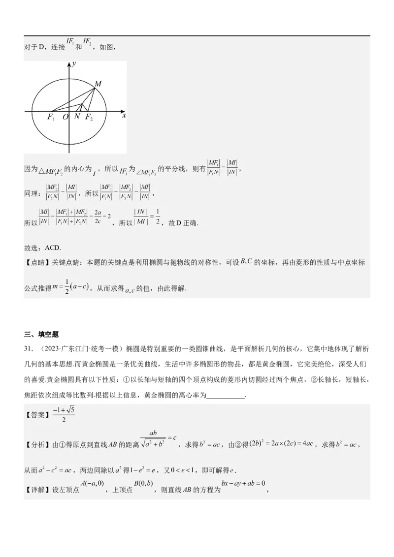 解密20椭圆(解析版）_2.2025数学总复习_2023年新高考资料_二轮复习_考点2023年高考数学二轮复习讲义+训练（新高考专用）