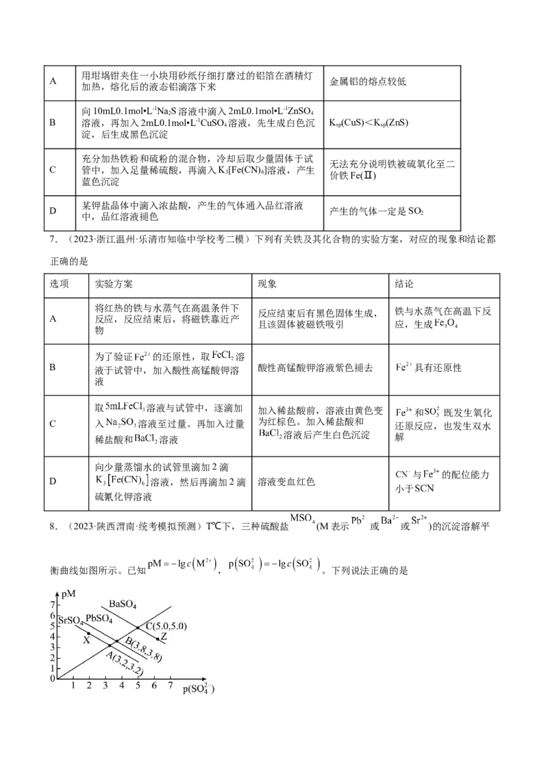 专题05金属及其重要化合物（分层练）（原卷版）_05高考化学_2024年新高考资料_2.2024二轮复习_高频考点2024年高考化学二轮复习高频考点追踪与预测（新高考专用）