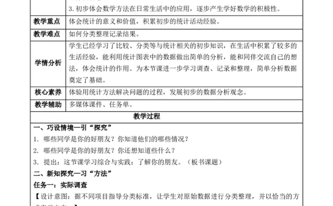 综合与实践：了解你的朋友（教学设计）-二年级数学下册（苏教版）_二年级数学下册（苏教版）_第四套_教学设计