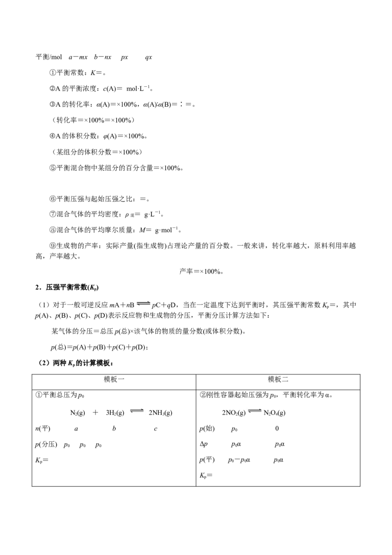 专题22化学反应速率与化学平衡（原卷版）-备战2025年高考化学二轮&middot;突破提升专题复习讲义（新高考通用）_05高考化学_2025年新高考资料_二轮复习
