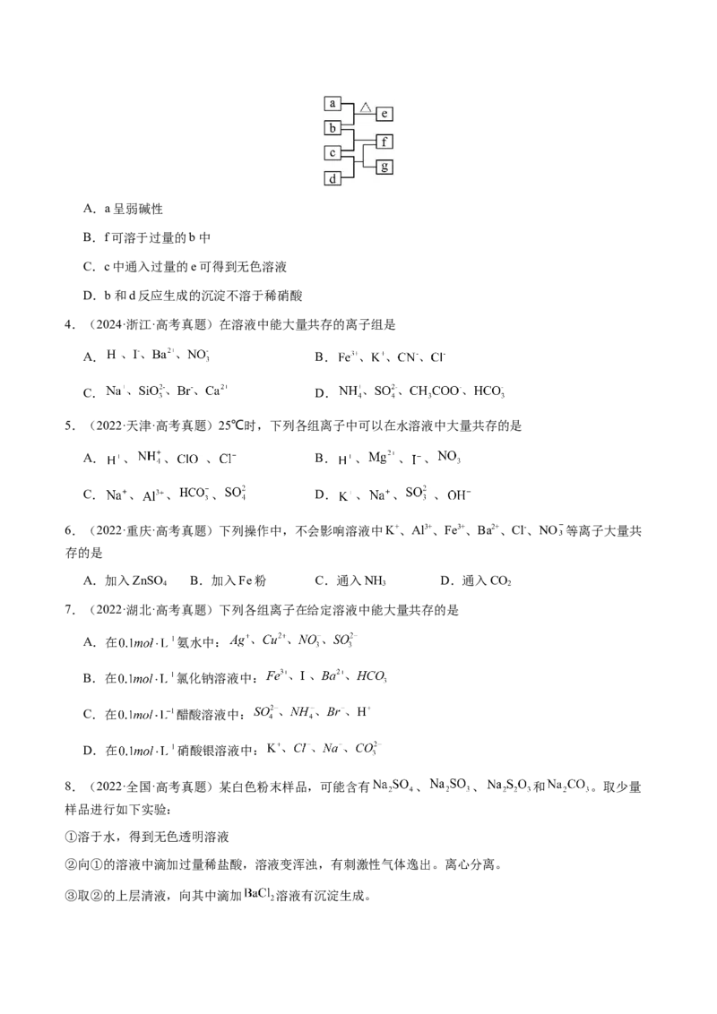 专题03离子共存、离子检验和推断（原卷版）-备战2025年高考化学二轮&middot;突破提升专题复习讲义（新高考通用）_05高考化学_2025年新高考资料_二轮复习_01高考语文等多个文件