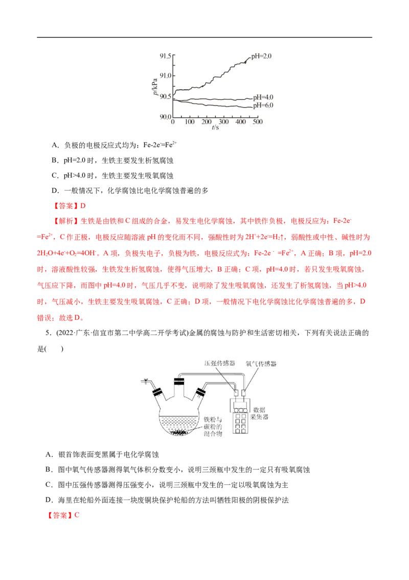 专项24金属的腐蚀与防护（解析版）_05高考化学_新高考复习资料_2023年新高考资料_专项复习_2023年高考化学热点专项导航与精练（新高考专用）