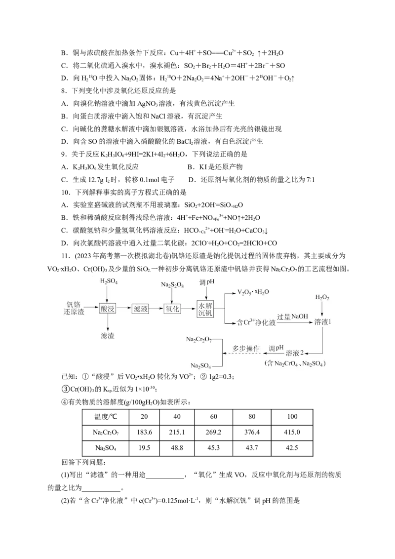 2024届高考化学一轮复习限时训练：《化学物质及其变化》专题24(学生版)_05高考化学_2024年新高考资料_3.2024专项复习_2024届高考化学一轮复习限时训练
