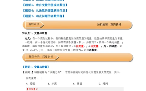 第01讲变量与函数（知识解读+达标检测）（教师版）_初中数学_八年级数学下册（人教版）_知识解读与题型专练-V14_2025版