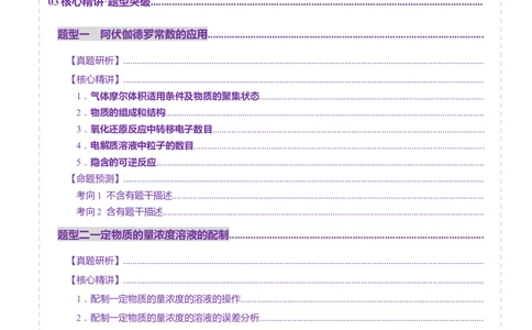 专题02化学计量及其应用（讲义）（原卷版）_05高考化学_2025年新高考资料_二轮复习_上好课2025年高考化学二轮复习讲练测（新高考通用）3379109_主题一化学用语与基本概念