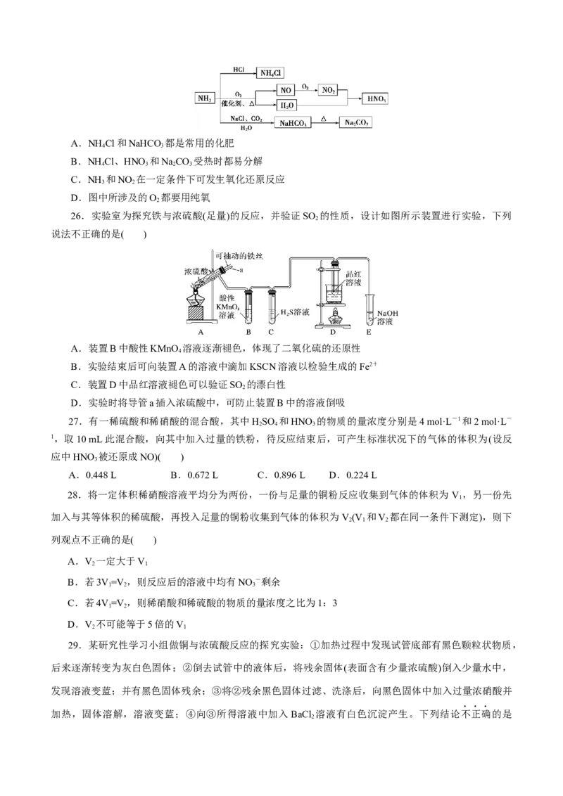 专题05化工生产中的重要非金属元素-2023年高考化学一轮复习小题多维练（原卷版）_05高考化学_新高考复习资料_2023年新高考资料_一轮复习_2023年新高考化学一轮复习小题多维练