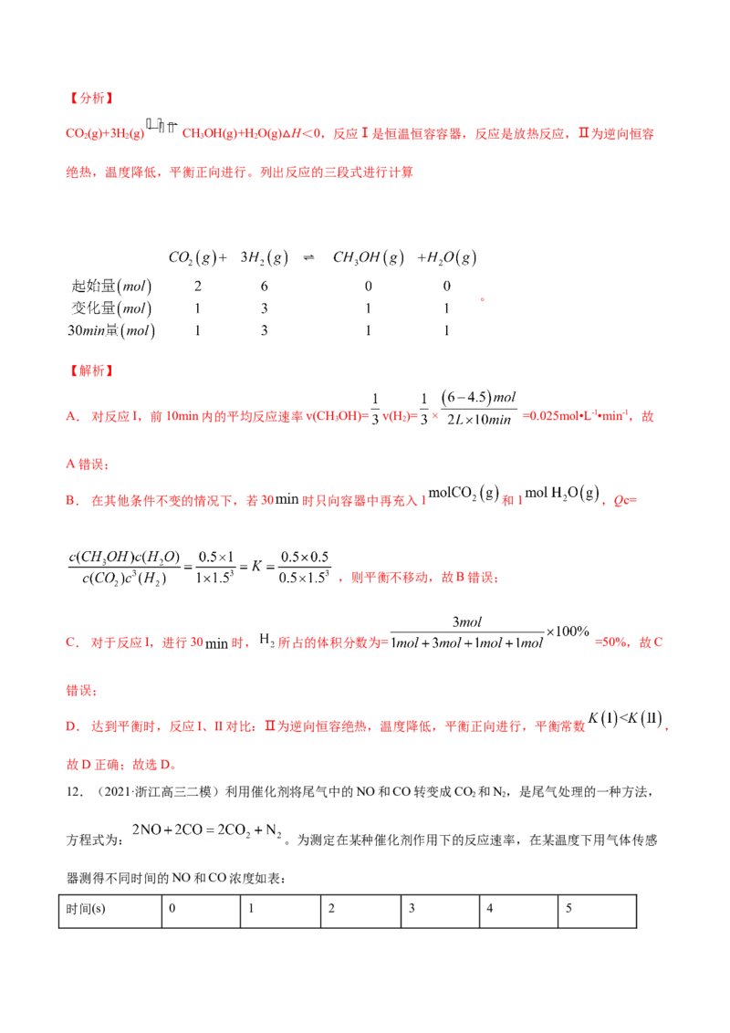 专题09反应速率、化学平衡-2021年高考真题和模拟题化学分项汇编（解析版）_05高考化学_新高考复习资料_2022年新高考资料_2021年高考真题和模拟题化学分项汇编（全国通用）
