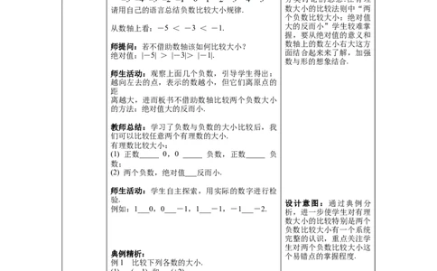 1.2.4第2课时有理数比较大小--教案_初中数学人教版_7上-初中数学人教版_7上-初中数学人教版（旧版）赠送_04教案（多套）_教案（第1套）新课标_第1章有理数教案