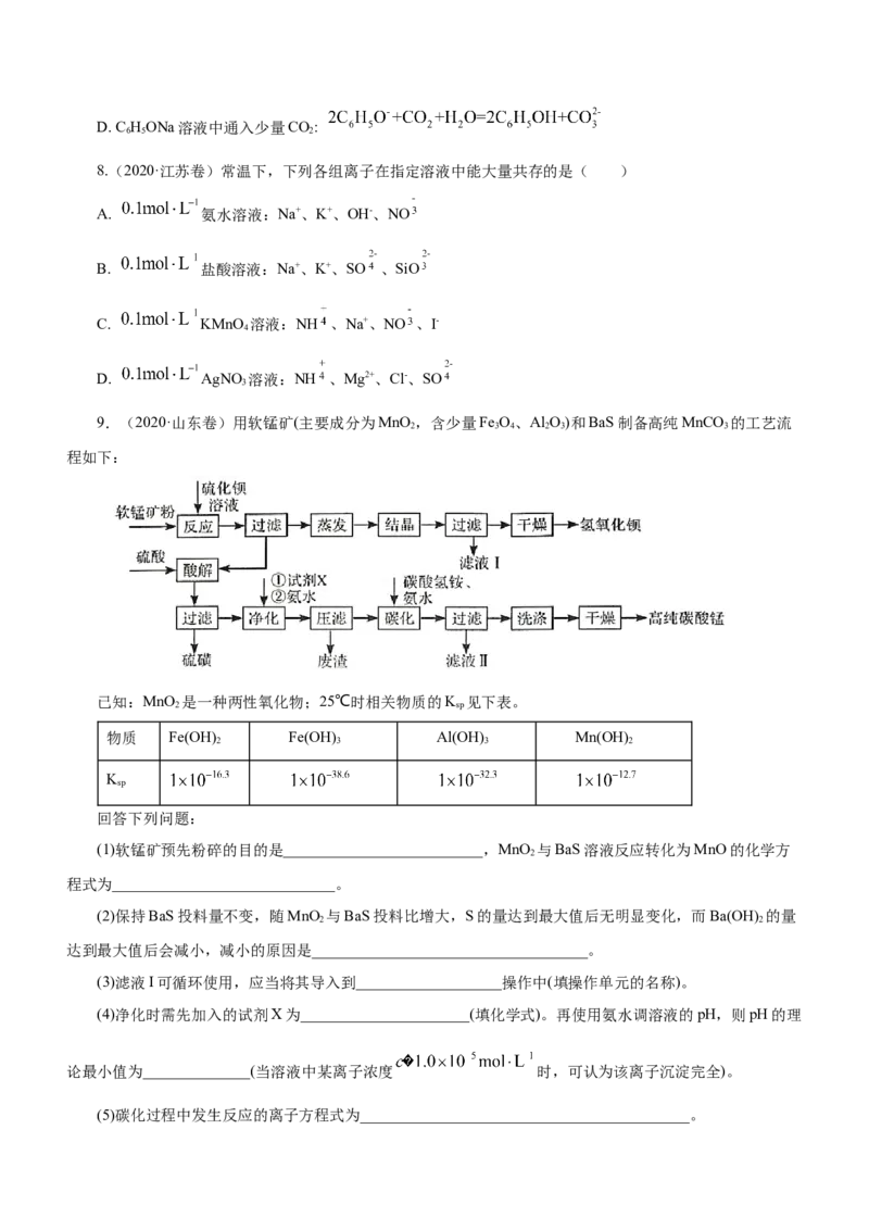 专题03离子反应方程式和离子共存（练）原卷版-2023年高考化学二轮复习讲练测（新高考专用）_05高考化学_新高考复习资料_2023年新高考资料_二轮复习