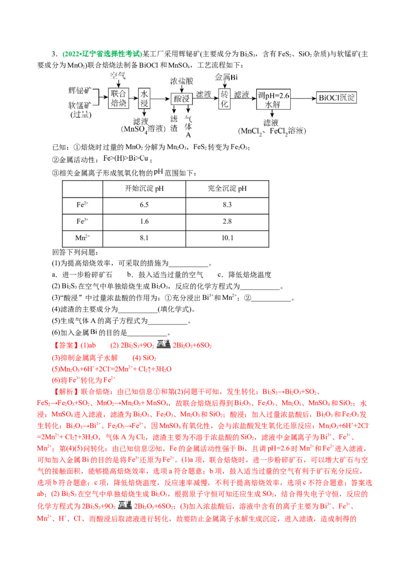 专题10化学工艺流程(题型突破)(讲义)(解析版)_05高考化学_2024年新高考资料_2.2024二轮复习_2024年高考化学二轮复习讲练测（新教材新高考）