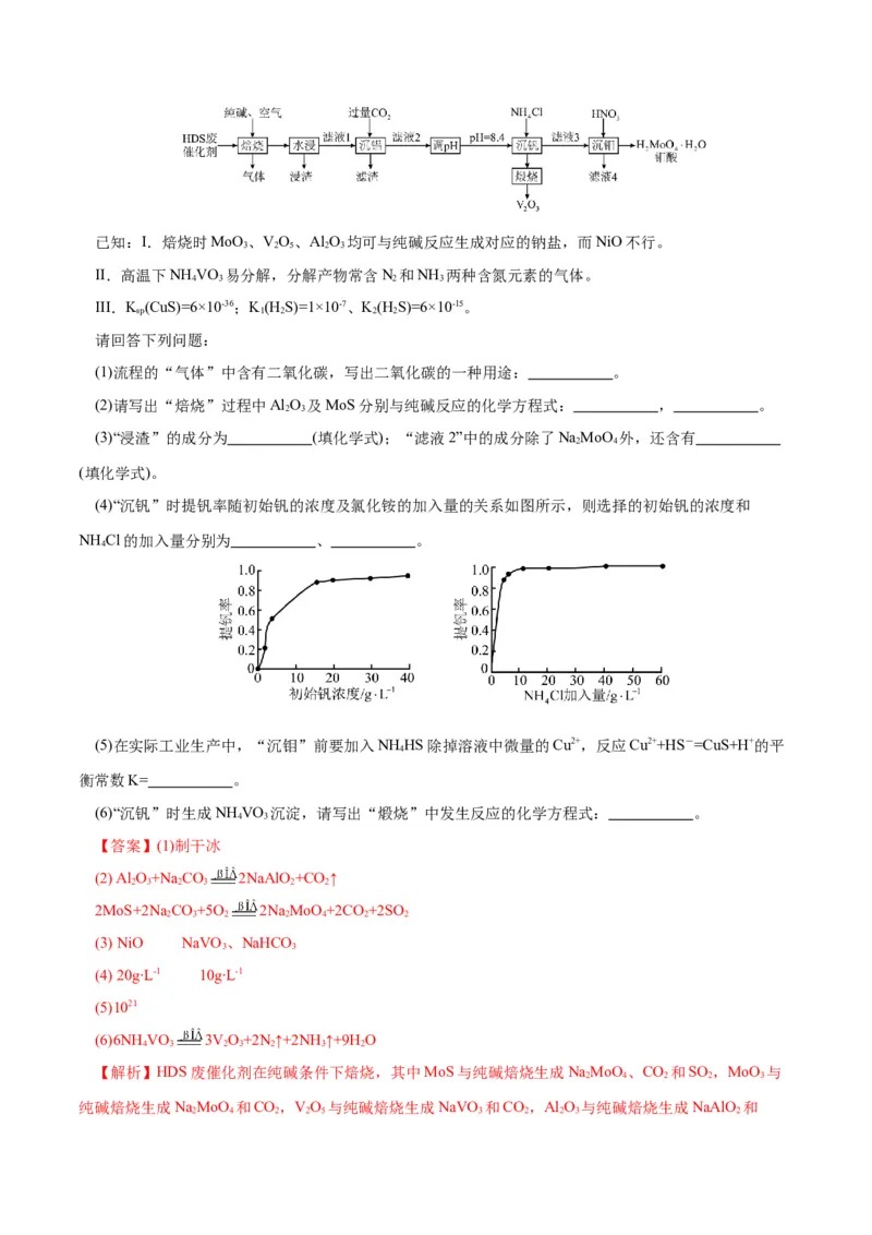 专题10化学工艺流程(题型突破)(练习)(解析版)_05高考化学_2024年新高考资料_2.2024二轮复习_2024年高考化学二轮复习讲练测（新教材新高考）