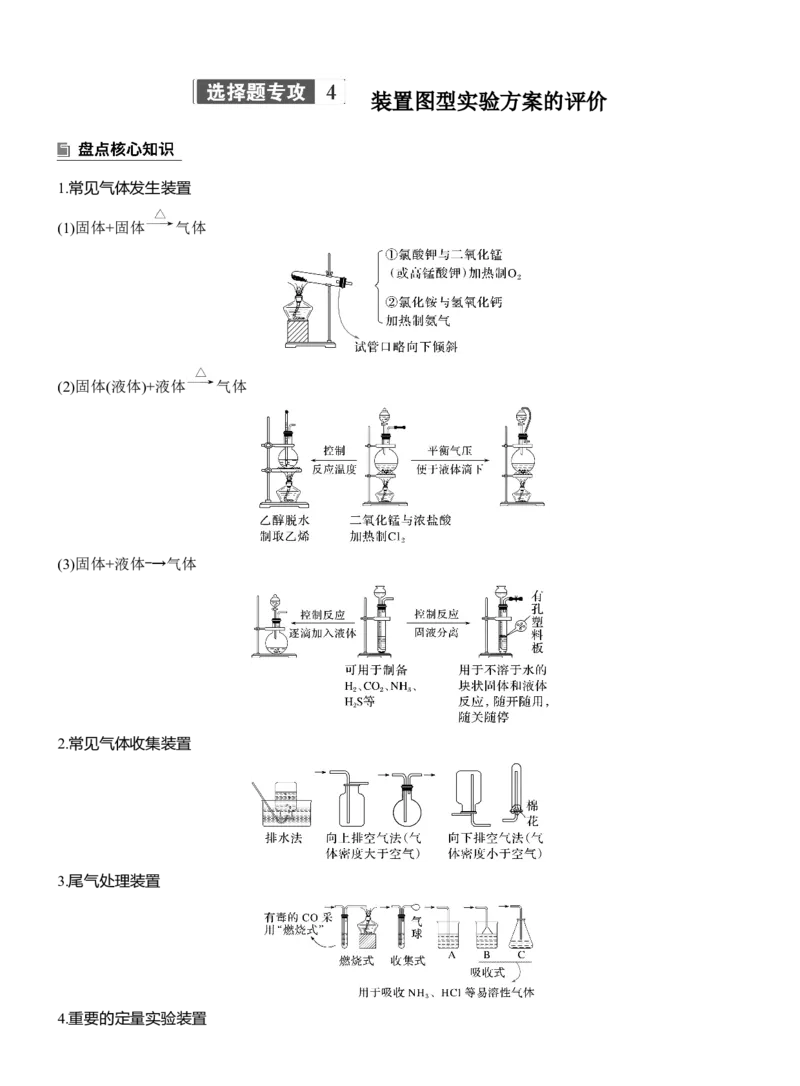 专题七　选择题专攻4　装置图型实验方案的评价淘宝店：红太阳资料库_05高考化学_2025年新高考资料_二轮复习_2025年高考化学大二轮_2025化学二轮复习_大二轮专题复习