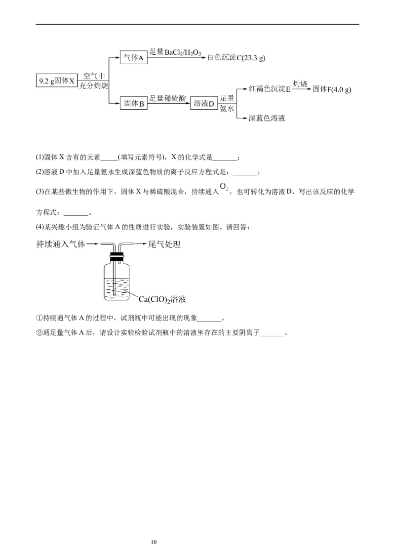 专题10元素及其化合物（含解析）_05高考化学_2025年新高考资料_专项练习_2025高考化学专题复习冲刺练习（含解析）（完结）