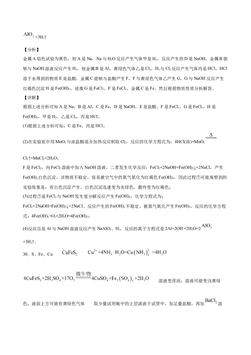 专题10元素及其化合物（含解析）_05高考化学_2025年新高考资料_专项练习_2025高考化学专题复习冲刺练习（含解析）（完结）