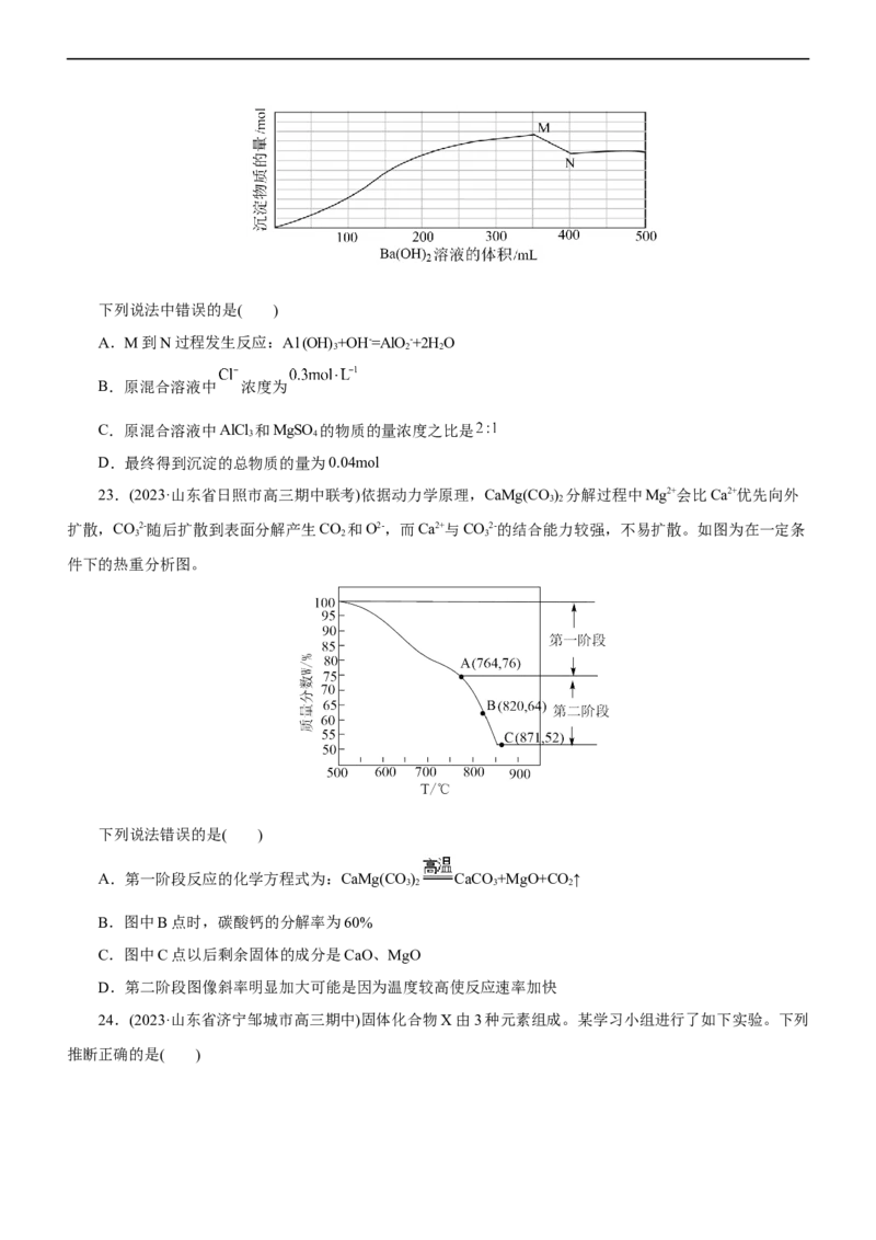 专题06金属及其化合物（测）（原卷版）_05高考化学_通用版（老高考）复习资料_2023年复习资料_二轮复习_2023年高考化学二轮复习讲练测（全国通用）