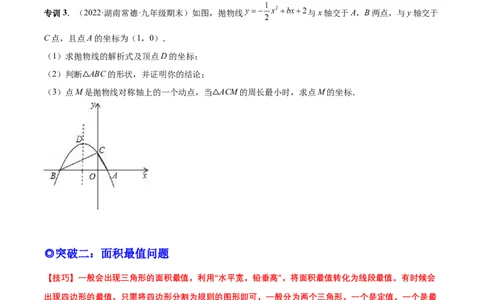 专题09二次函数最值和存在性问题-原卷版_初中数学人教版_9上-初中数学人教版_07专项讲练_一题三变系列九年级数学上册重要考点题型精讲精练(人教版)