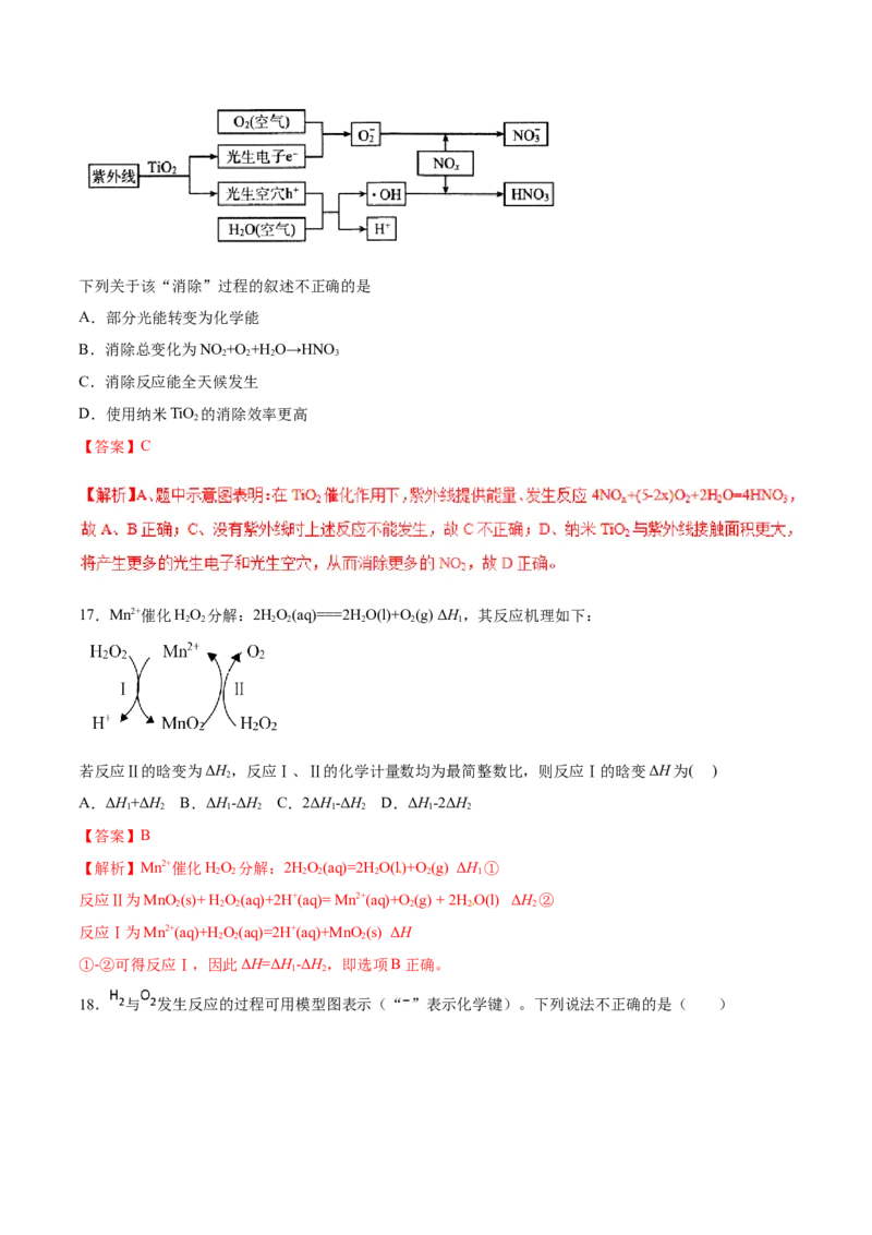 专题12反应热热化学方程式-2019年高考化学易错题汇总（解析版）_05高考化学_新高考复习资料_2022年新高考资料_2022年一轮复习各版本_1.高考化学2022年一轮复习通用版