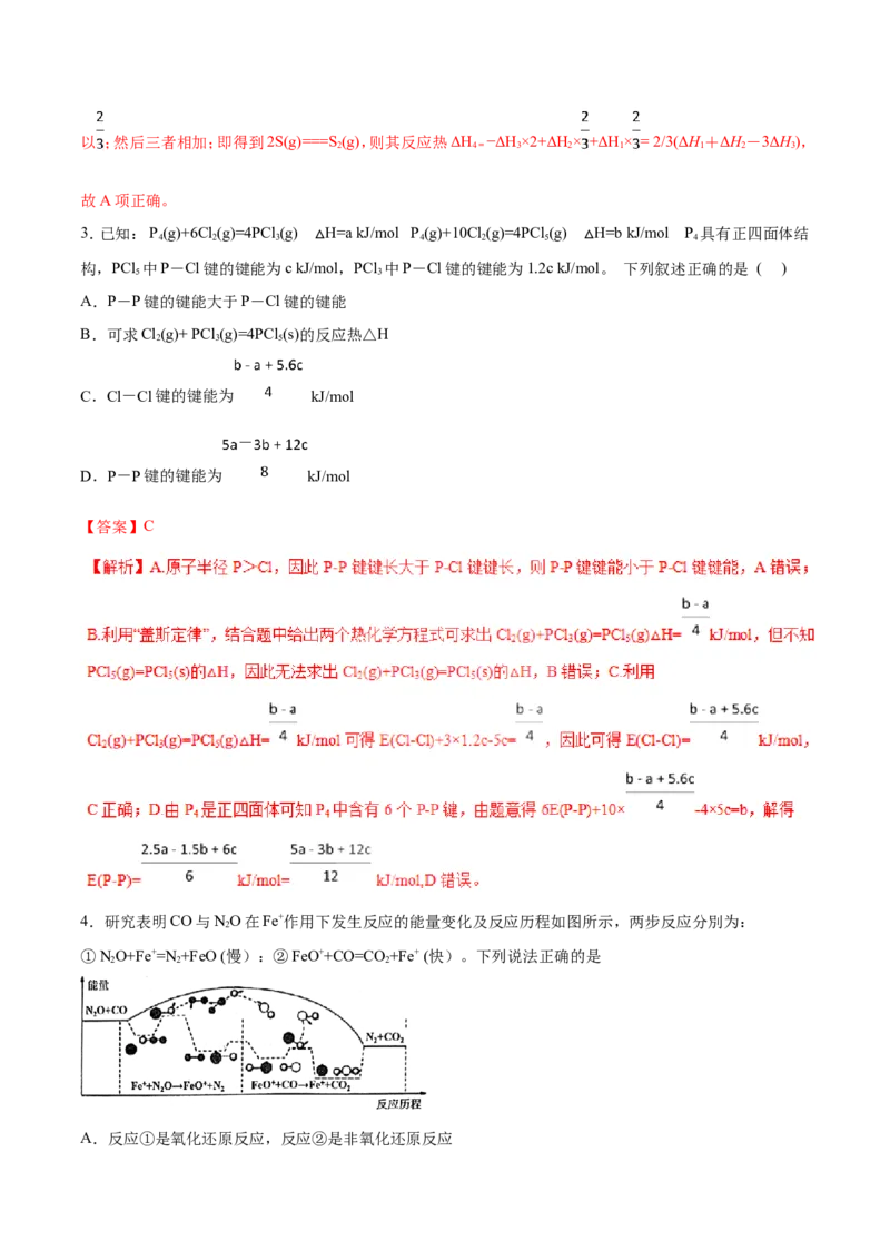 专题12反应热热化学方程式-2019年高考化学易错题汇总（解析版）_05高考化学_新高考复习资料_2022年新高考资料_2022年一轮复习各版本_1.高考化学2022年一轮复习通用版