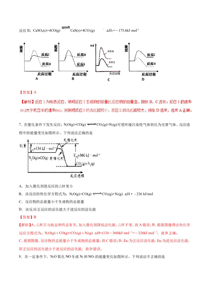 专题12反应热热化学方程式-2019年高考化学易错题汇总（解析版）_05高考化学_新高考复习资料_2022年新高考资料_2022年一轮复习各版本_1.高考化学2022年一轮复习通用版