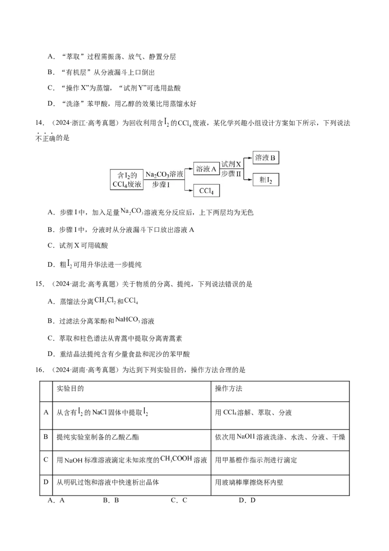 专题13物质的分离、提纯、检验与鉴别（原卷版）-备战2025年高考化学二轮&middot;突破提升专题复习讲义（新高考通用）_05高考化学_2025年新高考资料_二轮复习_01高考语文等多个文件