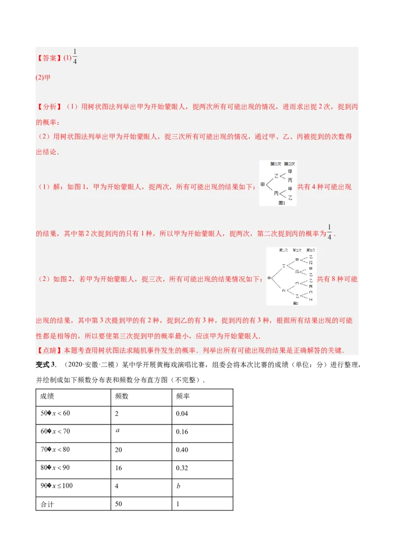 专题15概率（热考题型）-解析版_初中数学人教版_9上-初中数学人教版_07专项讲练_一题三变系列九年级数学上册重要考点题型精讲精练(人教版)