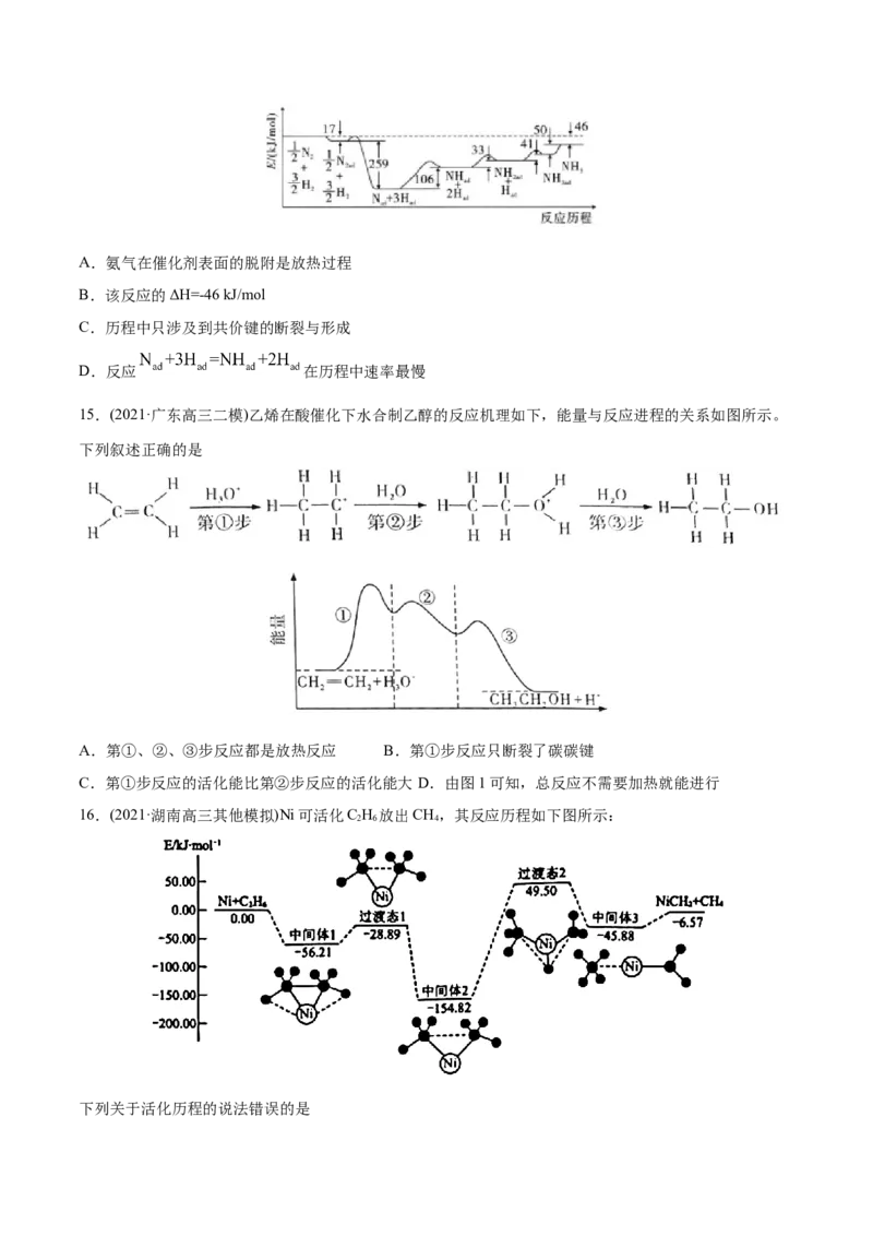 专题07化学反应中的能量变化-2021年高考化学真题与模拟题分类训练（学生版）_05高考化学_新高考复习资料_2023年新高考资料_一轮复习_2023年新高考大一轮复习讲义