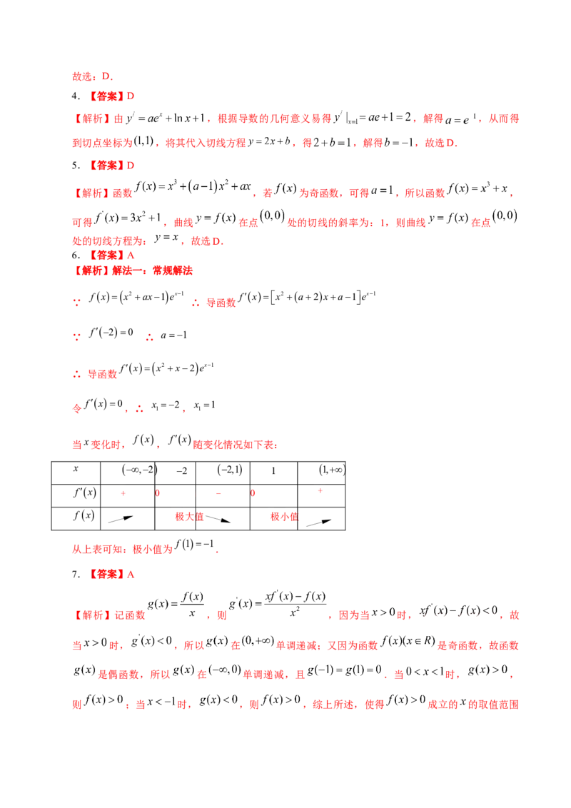 考向10函数与导数（重点）-备战2023年高考数学一轮复习考点微专题（全国通用）（学生版）_2.2025数学总复习_赠品通用版（老高考）复习资料_一轮复习