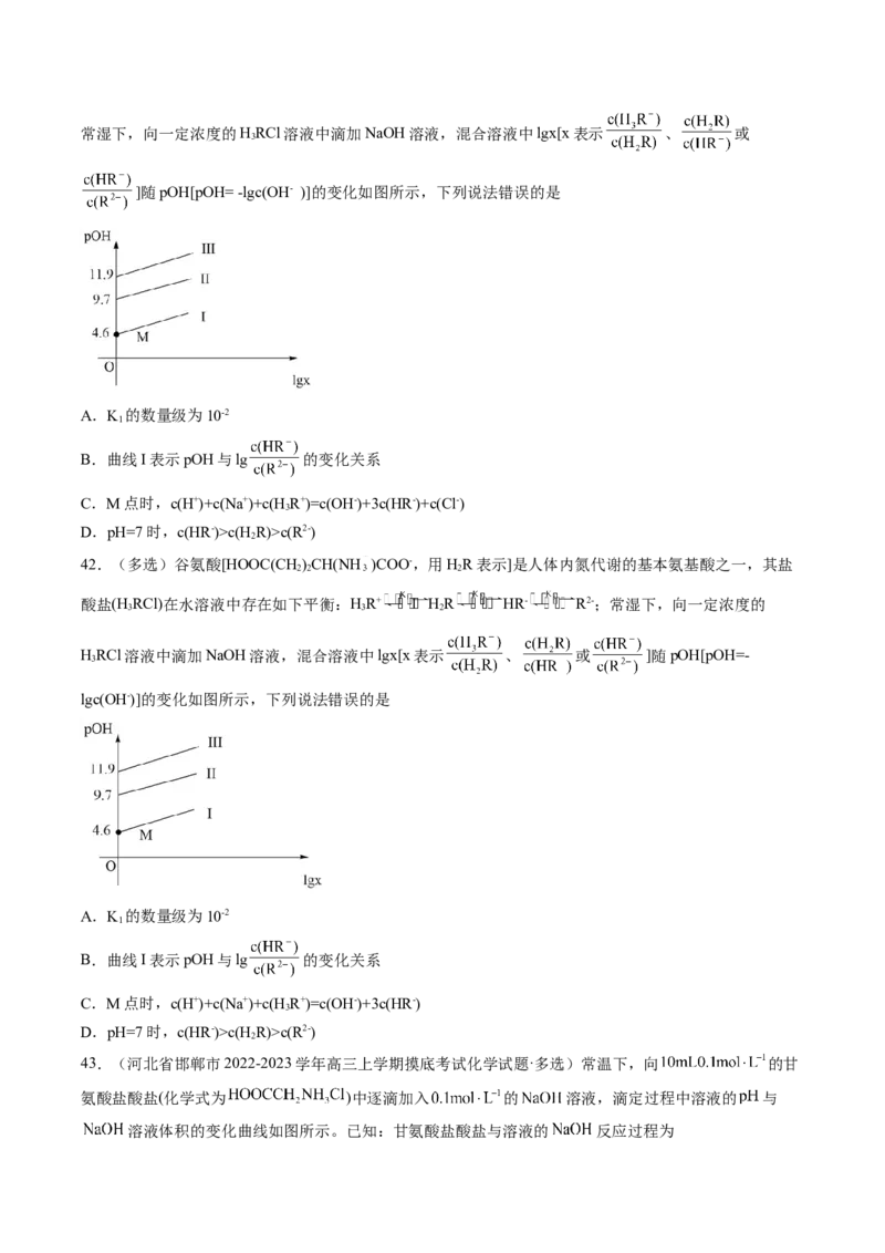 专项09水溶液中的离子平衡-2023届高考化学二轮复习知识清单与专项练习（新高考专用）（原卷版）_05高考化学_新高考复习资料_2023年新高考资料_二轮复习_选择题