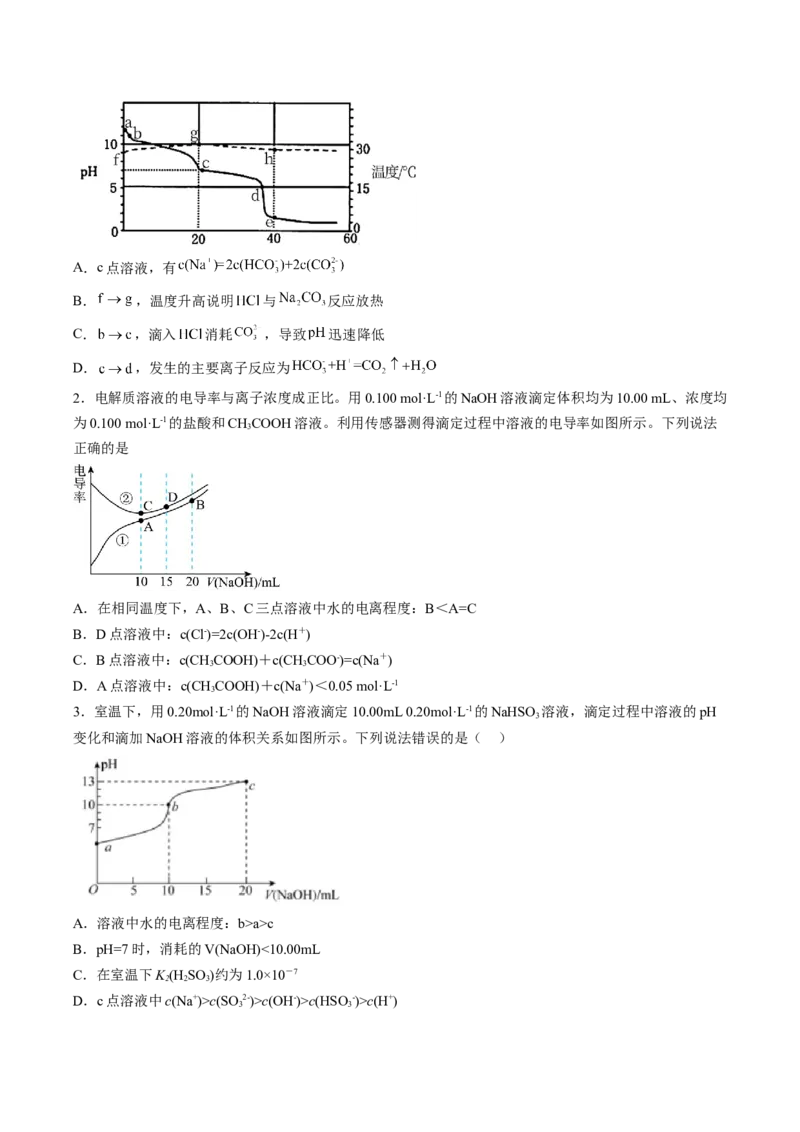 专项09水溶液中的离子平衡-2023届高考化学二轮复习知识清单与专项练习（新高考专用）（原卷版）_05高考化学_新高考复习资料_2023年新高考资料_二轮复习_选择题