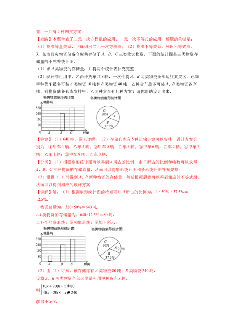 专题10《不等式与不等式组》解答题重点题型分类（解析版）_初中数学人教版_7下-初中数学人教版_7下-初中数学人教版（旧版）赠送_06习题试卷_5专项练习